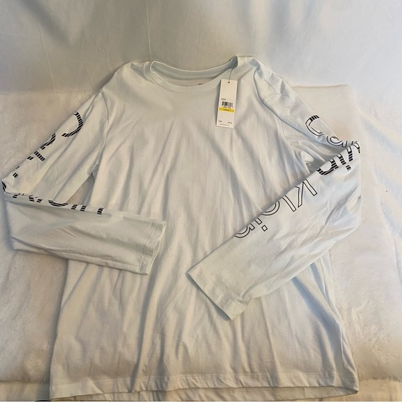 Calvin Klein men white spliced logo tshirt size medium new - Picture 3 of 4